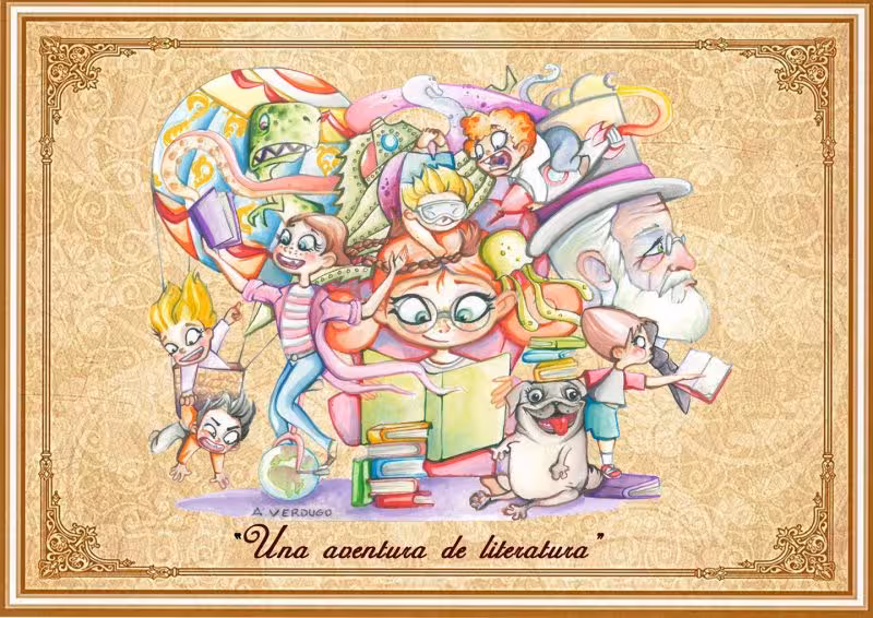 Boceto Infantil Falla Luis Cendoya 2022 - Una aventura de literatura
